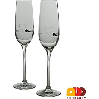 Sklenice Flétny na šampaňské srdce Swarovski 150 ml sada 2 ks (Sklenice se srdcem Swarovski na šampaňské)