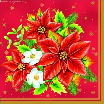 Papírový ubrousek Ubrousky vánoční MAKI Poinsettia Bouquet Red