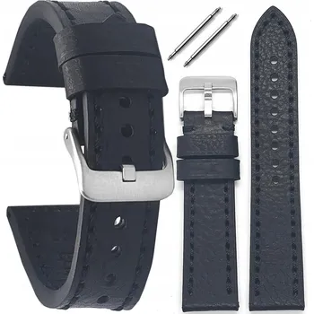 Řemínek na hodinky Kožený řemínek k hodinkám Tekla T-098.01 černý 24 mm univerzální