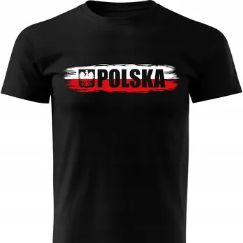 Pánské tričko Vlastenecké Tričko , černé Pánské tričko potisk POLSKÝ VLAJKY, vel XL