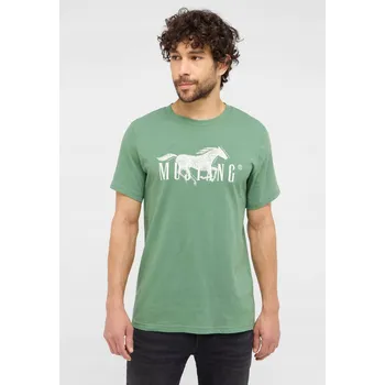 MUSTANG zelené pánské bavlněné tričko tričko s krátkým rukávem 3XL