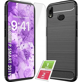 Pouzdro na mobilní telefon Zadní Kryt pro Huawei P smart 2019 PANCERNE CARBON CASE černý