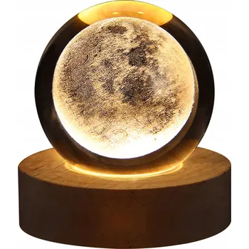 Lampička NOČNÍ LAMPA LED LAMPIČKA NA STŮL SKLENĚNÁ KOULE SATURN 3D NAPÁJENÁ PŘES USB