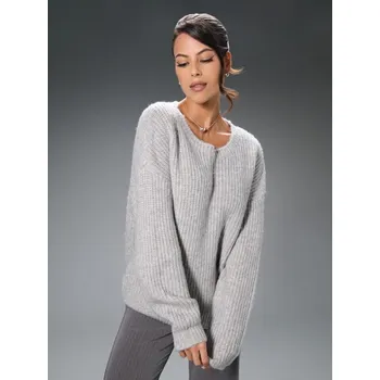 Dámský svetr Sinsay - Žebrovaný pletený svetr - šedá - 126HL-09M - 126HL-09M-XS