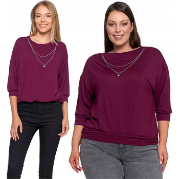 Dámská halenka DÁMSKÁ HALENKA STŘÍHU BOMBKA S ŘETÍZKEM VOLNÁ ELEGANTNÍ TRIČKO MORAJ XL