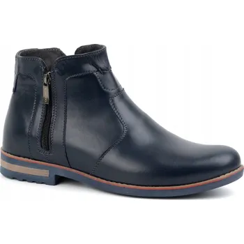 Pánská zimní obuv Pánské kožené zimní boty Chelsea zateplené 887K tmavě modré velikost 41