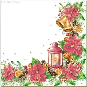 Papírový ubrousek Ubrousky MAKI Watercolour Poinsettia Frame