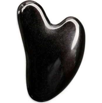 Masážní kámen Gua sha z černého obsidiánu tvar srdce délka cca 8 cm