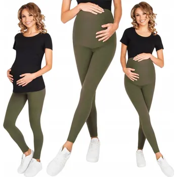 Dámské legíny Przyszła Mama těhotenské legíny dlouhé bavlna zelené velikost XL