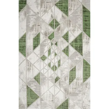 Koberec KOBEREC MODERNÍ LESKLÝ VLAS V ROMBECH ZELENÝ ŠEDÝ BÉŽOVÝ GARDA 140x190 cm