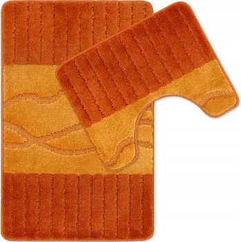 Koupelnová předložka PROTISKLUZOVÁ KOUPELNOVÁ PŘEDLOŽKA VELKÁ SADA 2 KS 50X80 ORANŽOVÁ 3D