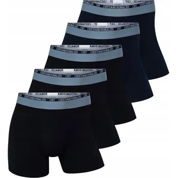 CR7 PÁNSKÉ BOXERKY SLIPY TRUNK 5 PAK, TMAVĚ MODRÉ/ČERNÉ r.XL