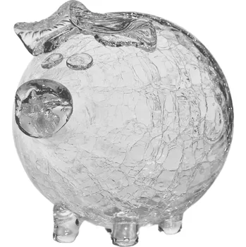Obraz Skleněná pokladnička prasátko bezbarvá krakla ručně vyráběná velká 19 cm XXXL