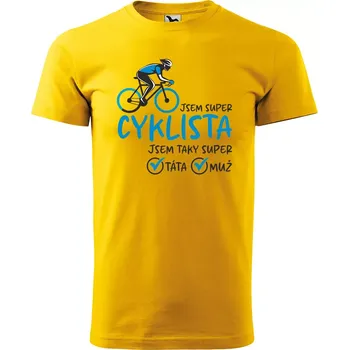Pánské tričko Sablio Tričko s potiskem Jsem super cyklista - žluté 2XL