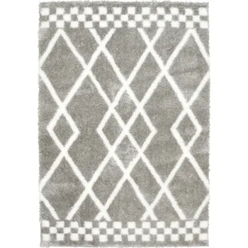 Koberec 133x190 cm koberec shaggy Vzor romby cik cak šedá krémová