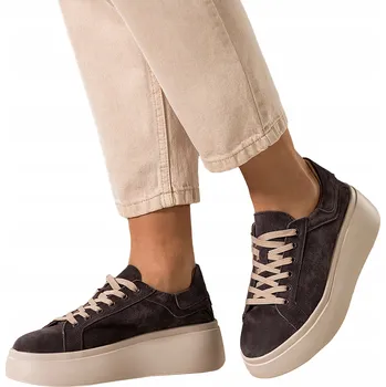 Dámské tenisky SNEAKERASY Dámské kožené sportovní boty na platformě Čokoládové Pohodlné vel. 38