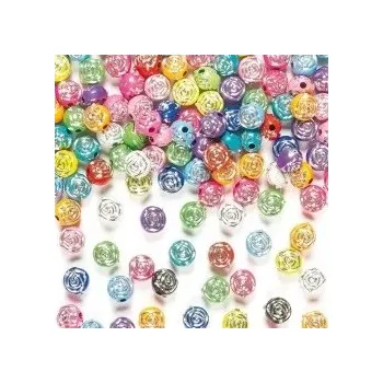 Dětské navlékací korálky Baker Ross AF221 Třpytivý poník s růží, korálky pro tvoření šperků, dětská sada M