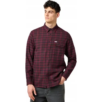 Pánská košile Wrangler pánská košile casual 1 PKT FLANNEL SHIRT dlouhý rukáv relaxed bavlna velikost M