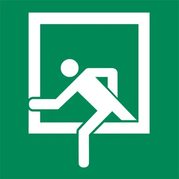 Cedule Nouzový východ, DIN 4844, samolepicí fólie, fotoluminiscenční, 150 x 150 mm, BJ = 5 ks