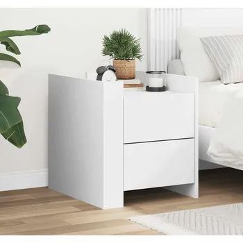 Noční stolek vidaXL Noční stolek 45 x 50 x 50 cm kompozitní dřevo [848286] Barva: Bílá