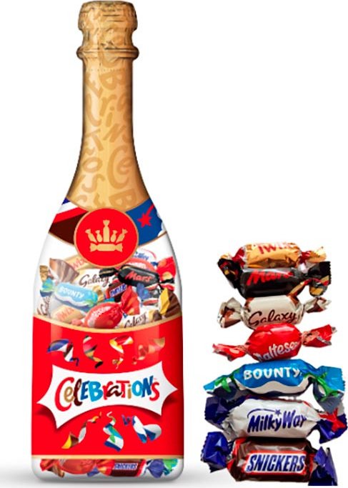 173 - Dárková láhev - MINIS-Snickers,Mars,Twix....296g