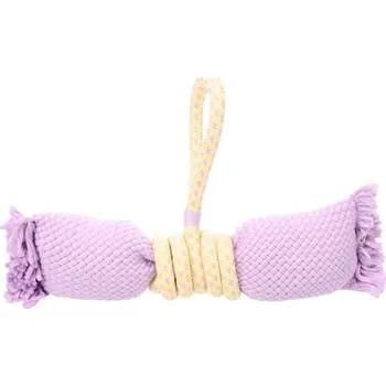 Hračka pro psa Hračka FLAMINGO polyester - Joanie přetahovadlo lano s uzlem fialové 48x35,5x9,5cm (800g)