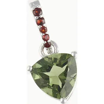 Přívěsek My Moldavite Stříbrný přívěsek s vltavínem a granáty 283G-14043