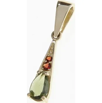 Přívěsek My Moldavite Zlatý přívěsek s vltavínem a granáty 1002-304