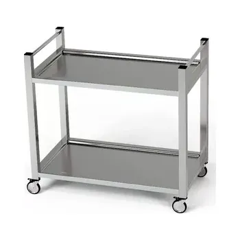 Nerezový dřez Nerezový číšnický vozík se 2 policemi a svislou rukojetí 110x70x85 cm | FORGAST
