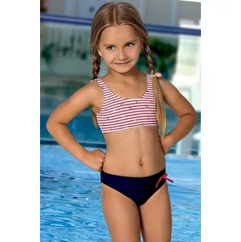 Dívčí plavky LORIN Plavky dvojdílné s Lambádou Námořnické modro-červené vel. 116cm