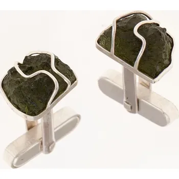 Manžetový knoflíček My Moldavite Stříbrné manžetové knoflíky s přírodními vltavíny 1752-7900