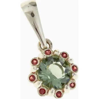 Přívěsek My Moldavite Zlatý přívěsek s vltavínem a granáty AUVG1125WG