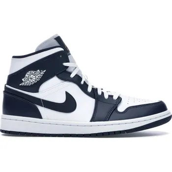 Pánské tenisky Air Jordan 1 Mid White Metallic Gold Obsidian Velikost: 52.5 554724-174