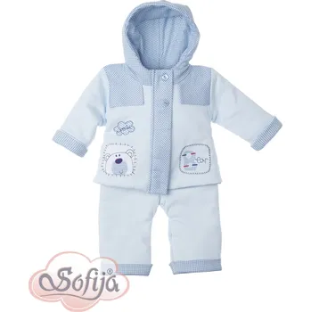 Kojenecké oblečení SOFIJA Komplet WESELINEK Kabátek a kalhoty s laclem zimní Modré vel. 74cm