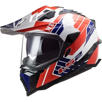 Helma na motorku LS2 Helmets LS2 MX701 EXPLORER ATLANTIS G.WHITE RED BLUE - S