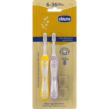 Zubní kartáček CHICCO Set zubních kartáčků pro děti Lilac-Mustard 6-36m, 2ks