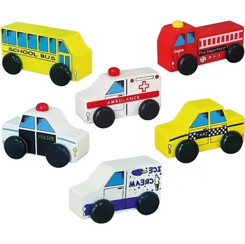 Dřevěná hračka VIGA Dřevěná autíčka city 6ks, 18m+