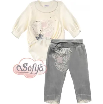 SOFIJA 2-dílný set: SLODUSIA Blůzka a kalhoty sam. šedo-krémové vel. 80cm