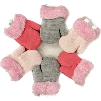 Rukavice YOCLUB Rukavice pletené TEPLÉ paleček vel.14 cm - DÍVČÍ