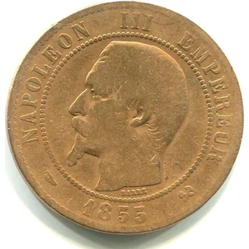 FRANCIE. 10 centimes 1855/B.