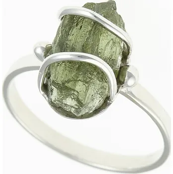 Prsten My Moldavite Stříbrný prsten s přírodním vltavínem 25-011-14781 55 mm