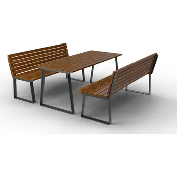 Zahradní lavice HTI Piknikový set Coni III Délka latí: 1500 mm, Typ ukotvení: klasické (šrouby), Barva konstrukce: zelená komaxit (RAL 6005)