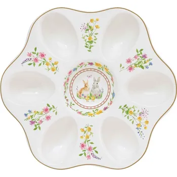 Velikonoční dekorace Porcelánový tácek na velikonoční vajíčka Happy Easter