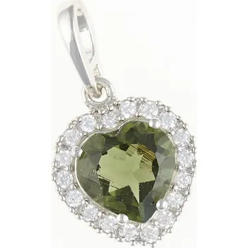Přívěsek My Moldavite Stříbrný přívěsek s vltavínem a zirkony 198Z