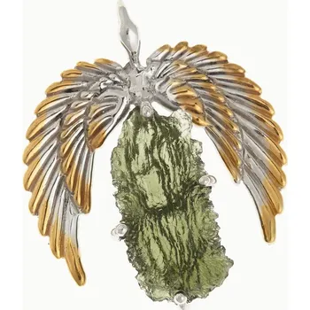 Přívěsek My Moldavite Stříbrný přívěsek s přírodním vltavínem - křídla - 10644-12584