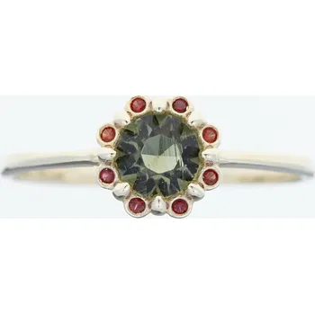 Prsten My Moldavite Zlatý prsten s vltavínem a granáty 3125G-6944 57.5 mm