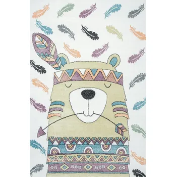 Koberec 160x230 cm BAREVNÝ KOBEREC LIMA DO DĚTSKÉHO POKOJE MEDVÍDEK INDIÁN PEŘÍČKA