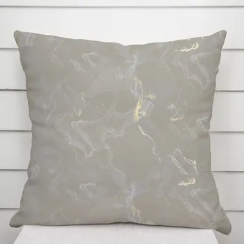Povlak na dekorativní polštářek Sametový povlak na polštář Isabela IBL-019 Zlatý/kouřový mramor na šedobéžovém 40 x 60 cm