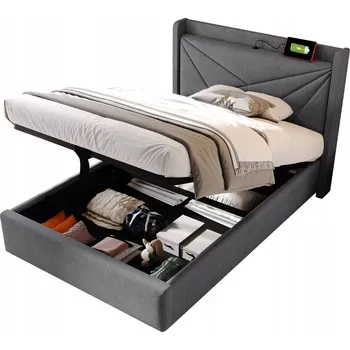 Postel Jednolůžková dřevěná postel Arhatreya 90x200 cm šedá