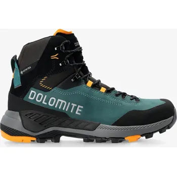 Pánská treková obuv Trekové boty Dolomite Vernale Leather High GTX - tmavě zelená/elektrická oranžová